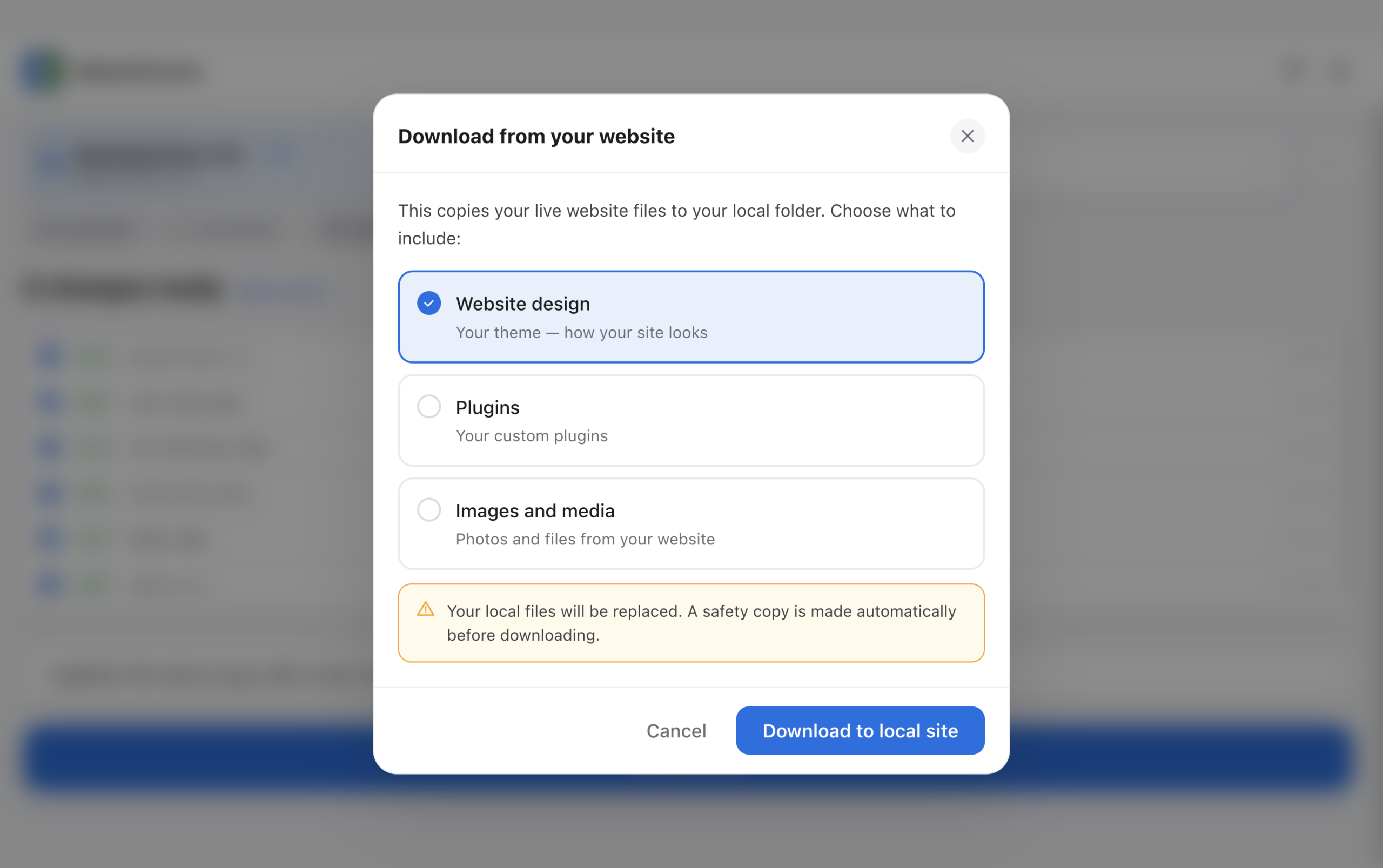 WebsitePusher push history showing past deployments